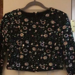 Zen data for aqua  sequin crop top